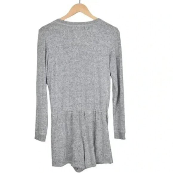 Aerie Romper Playsuit Long Sleeve Snap Front Gray Loungewear Size Medium - Picture 6 of 11